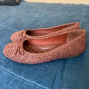BIRDIES  Women's The Hummingbird Flats Size 8 Red Raffia Slip-On Ballet